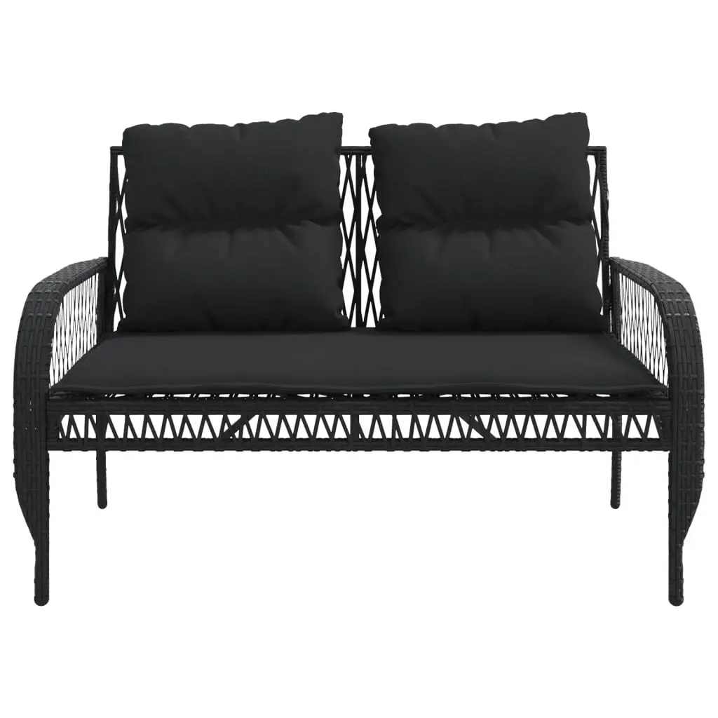 4 Piece Outdoor Garden Sofa Set Black Poly Rattan Lounge Patio Furniture with