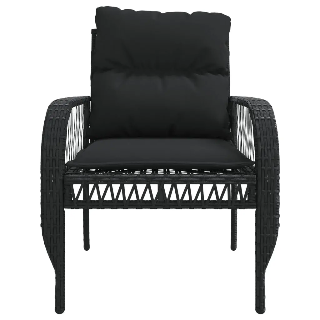 4 Piece Outdoor Garden Sofa Set Black Poly Rattan Lounge Patio Furniture with