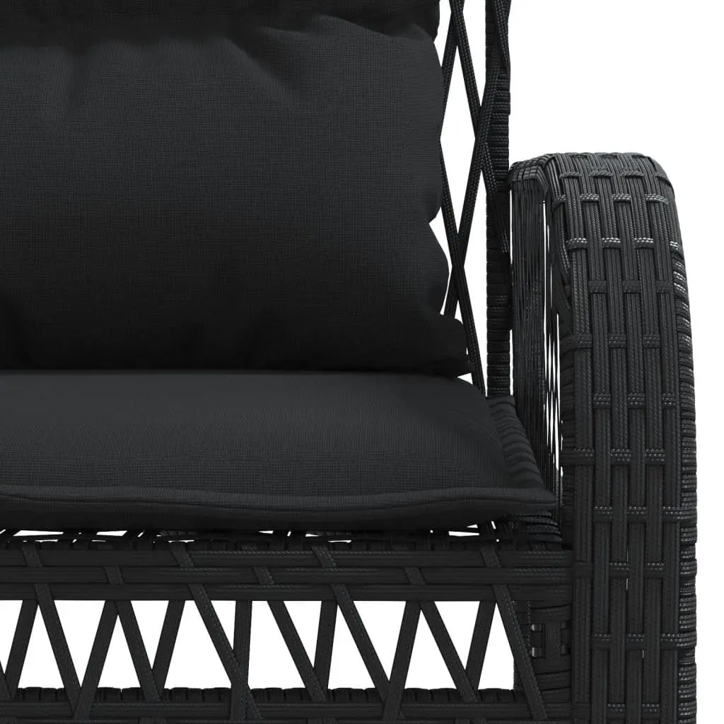 4 Piece Outdoor Garden Sofa Set Black Poly Rattan Lounge Patio Furniture with