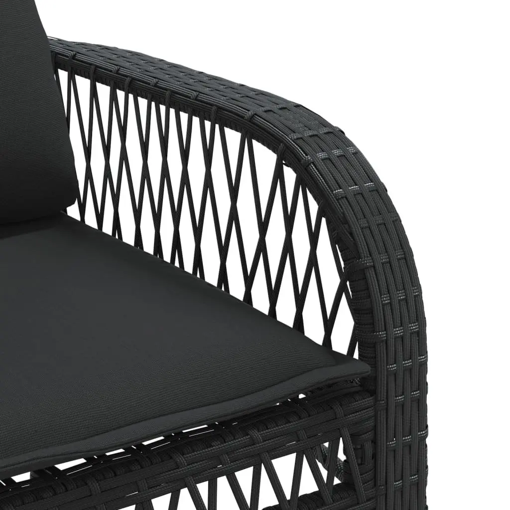 4 Piece Outdoor Garden Sofa Set Black Poly Rattan Lounge Patio Furniture with