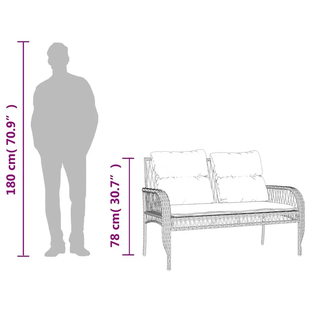 4 Piece Garden Sofa Set Grey Poly Rattan Outdoor Furniture with Cushions and Glass Table