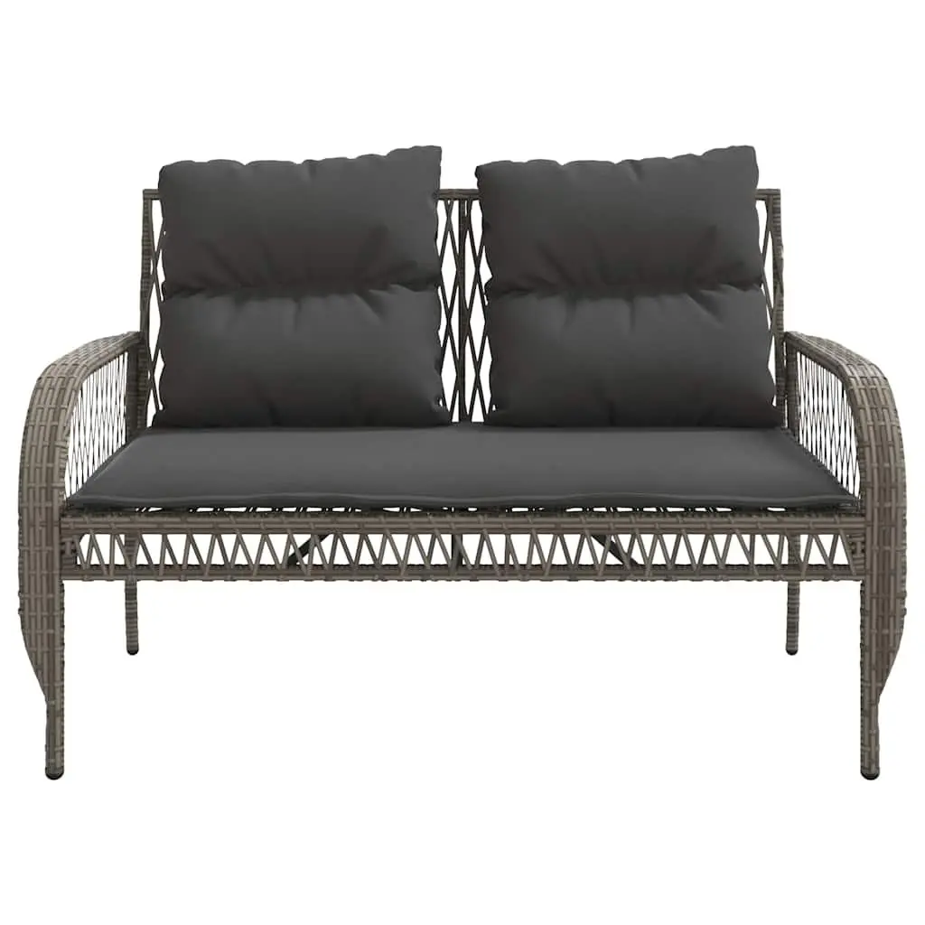 4 Piece Garden Sofa Set Grey Poly Rattan Outdoor Furniture with Cushions and Glass Table