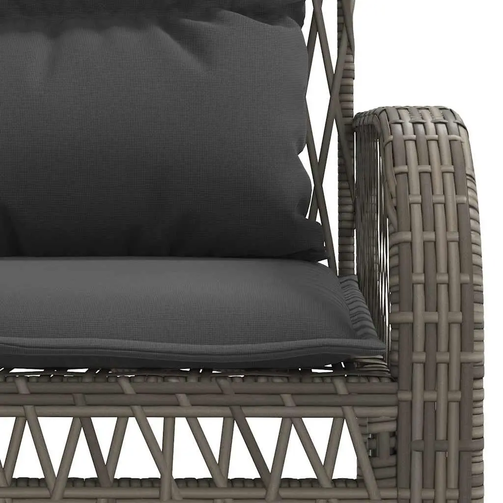 4 Piece Garden Sofa Set Grey Poly Rattan Outdoor Furniture with Cushions and Glass Table