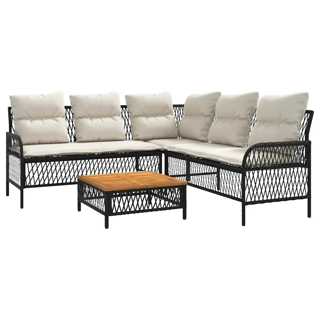 2 Piece Garden Sofa Set with Cushions Black Outdoor Patio Furniture
