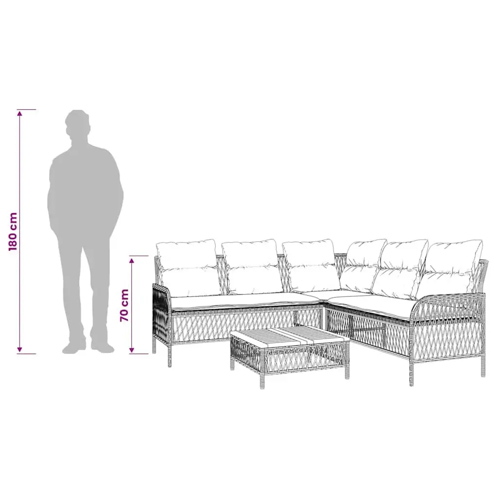 2 Piece Garden Sofa Set with Cushions Black Outdoor Patio Furniture