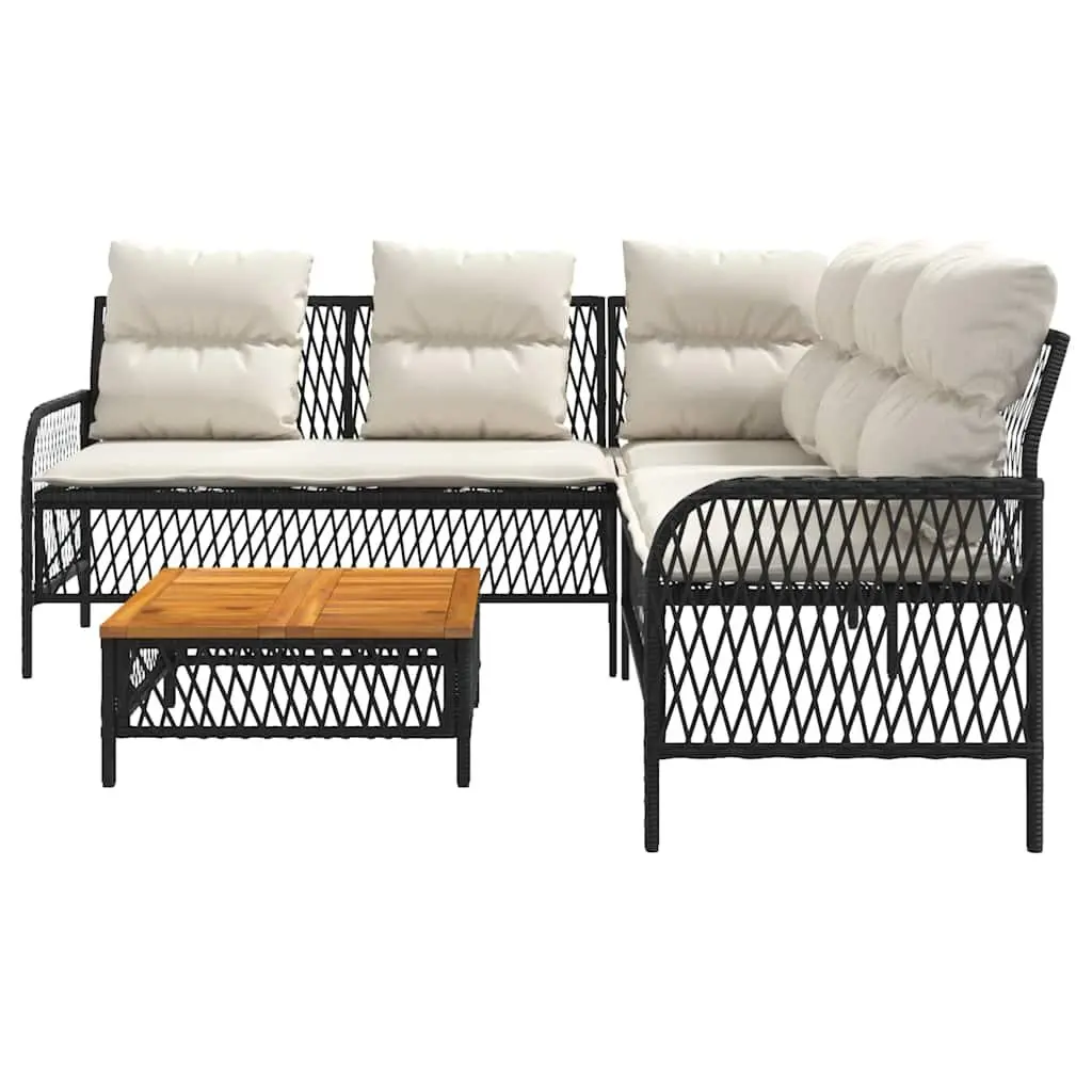 2 Piece Garden Sofa Set with Cushions Black Outdoor Patio Furniture