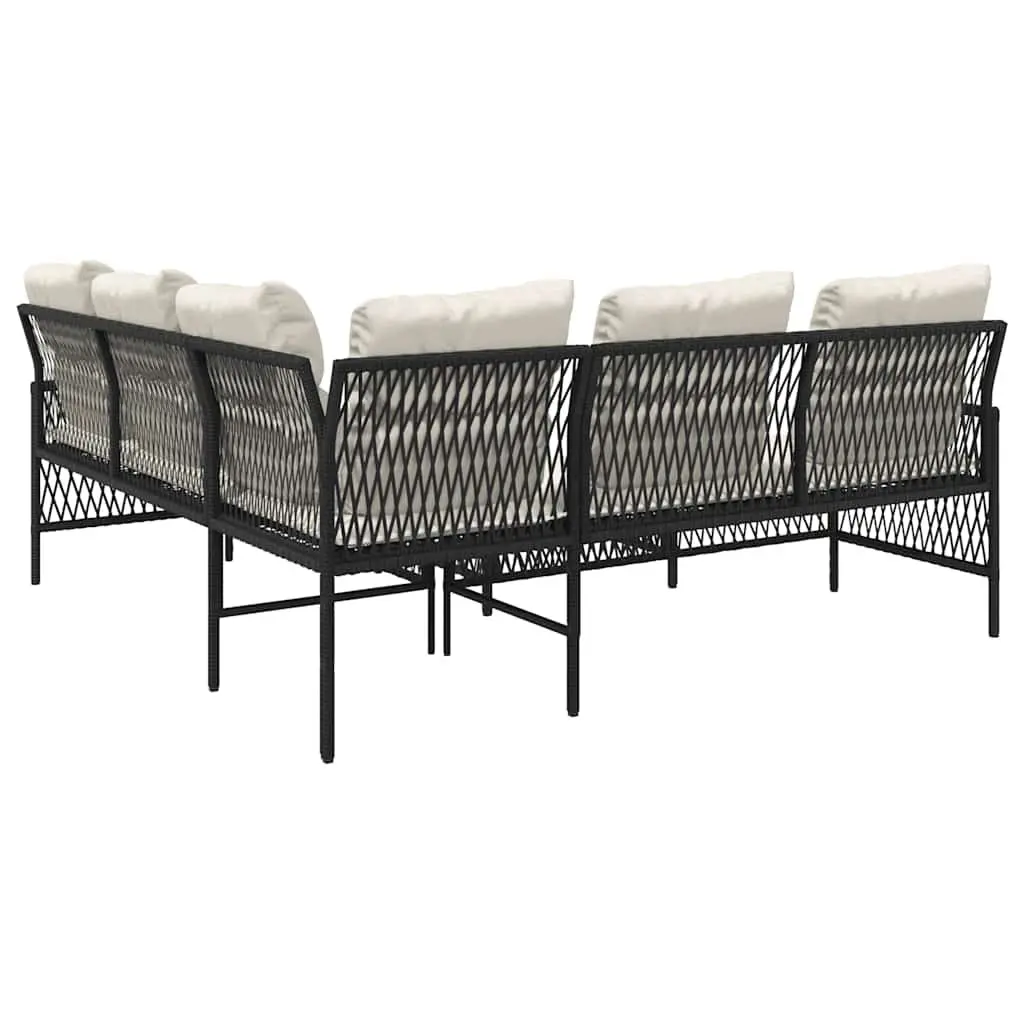 2 Piece Garden Sofa Set with Cushions Black Outdoor Patio Furniture