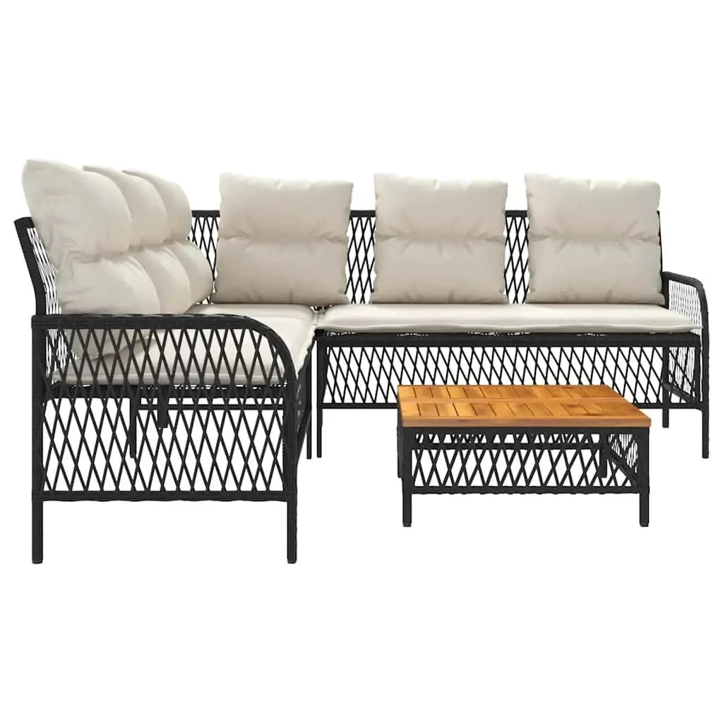 2 Piece Garden Sofa Set with Cushions Black Outdoor Patio Furniture