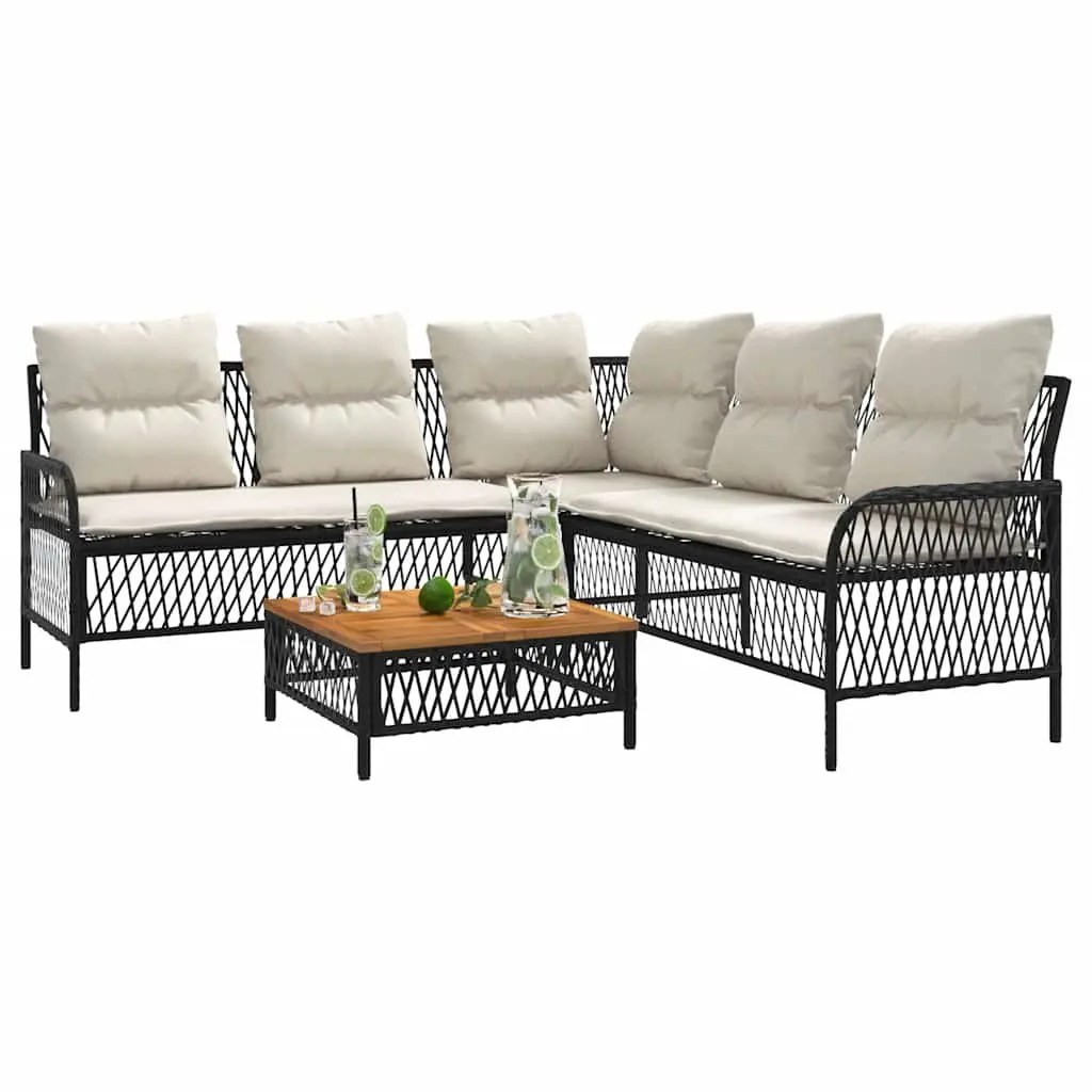 2 Piece Garden Sofa Set with Cushions Black Outdoor Patio Furniture