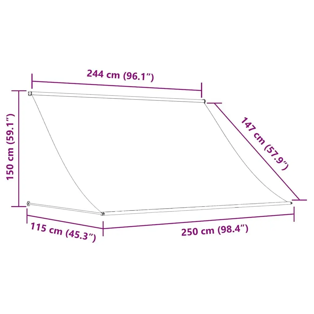 Retractable Awning Steel Frame UV Resistant Fabric 250x150cm Anthracite Wall Mounted Shade for Patios Balconies and Outdoor Spaces