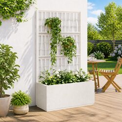 Garden Planter with Trellis White 80x36x140cm Climbing Plant Support Outdoor Pot