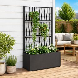 Garden Planter with Trellis Grey 80x36x140cm Climbing Plants Outdoor Patio