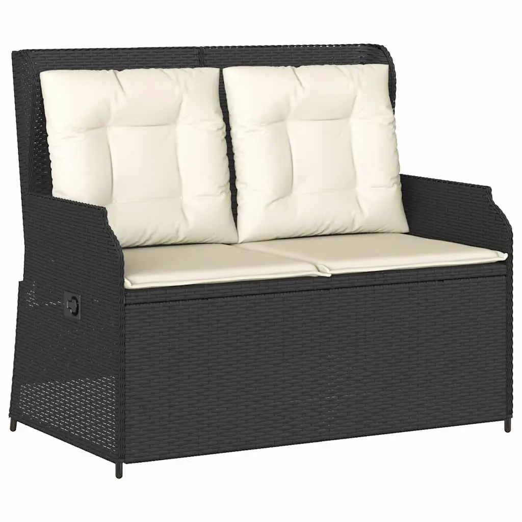 Reclining Garden Bench Adjustable Backrest Cushions Black