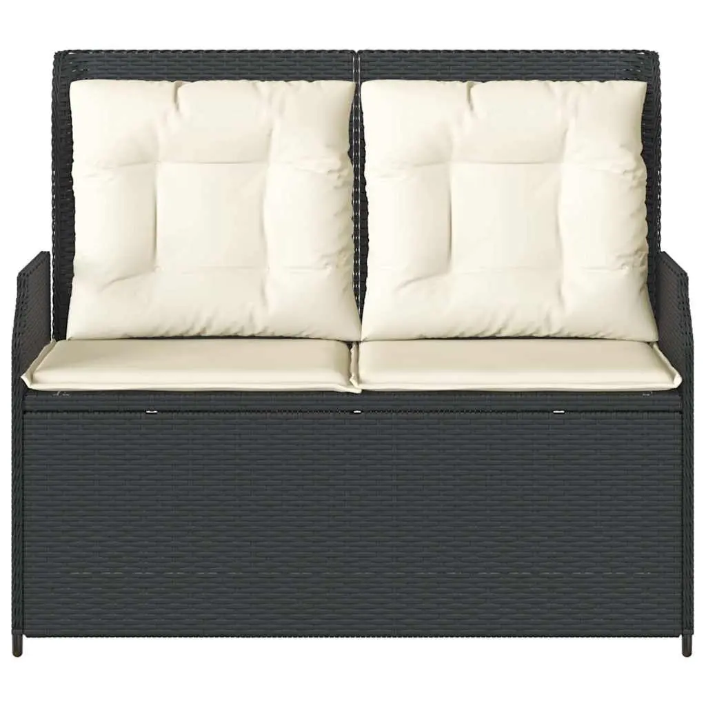 Reclining Garden Bench Adjustable Backrest Cushions Black