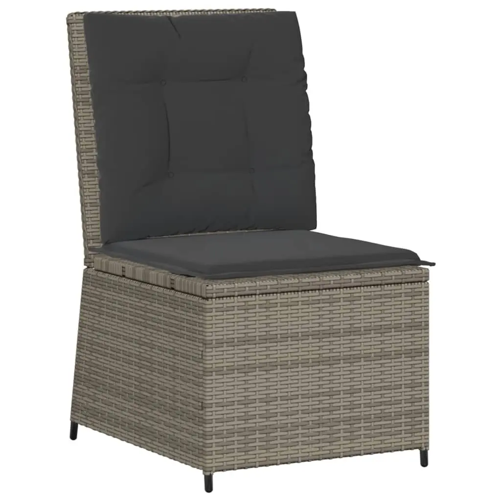 Reclining Garden Sofa Adjustable Backrest Grey Poly Rattan Outdoor Seating