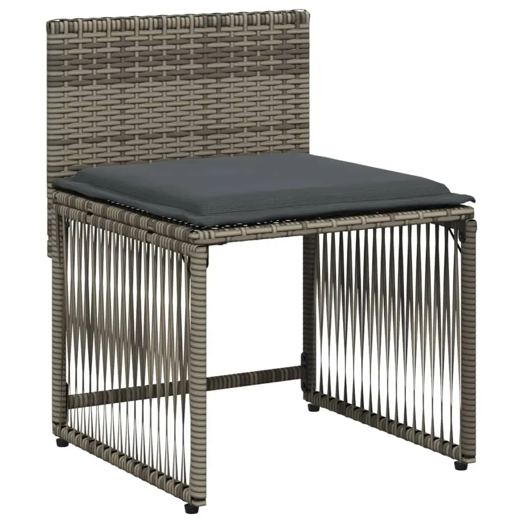 7 Piece Garden Dining Set with Cushions Grey Poly Rattan Outdoor Furniture