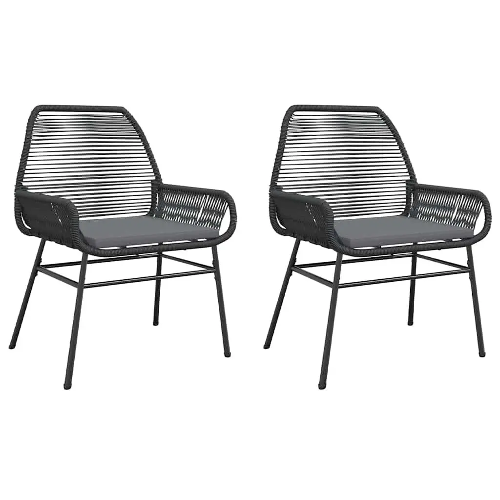 Garden Chairs 2 pcs with Cushions Black Outdoor Seating Poly Rattan Patio