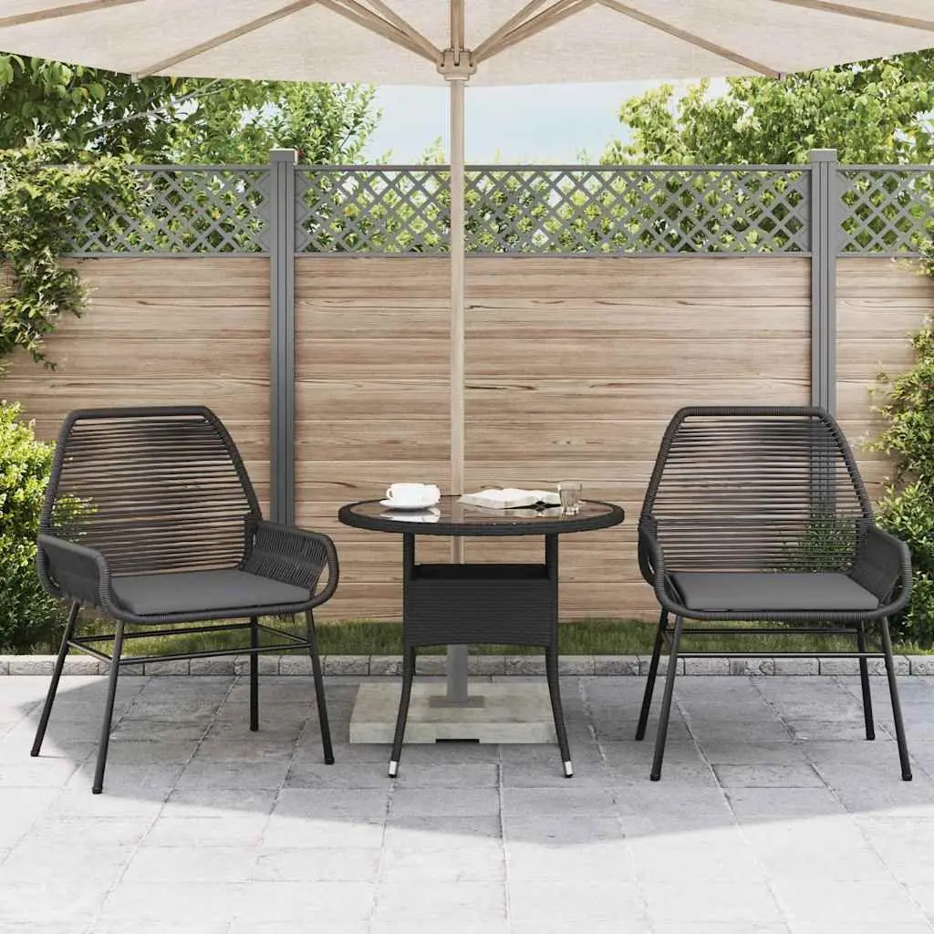 Garden Chairs 2 pcs with Cushions Black Outdoor Seating Poly Rattan Patio