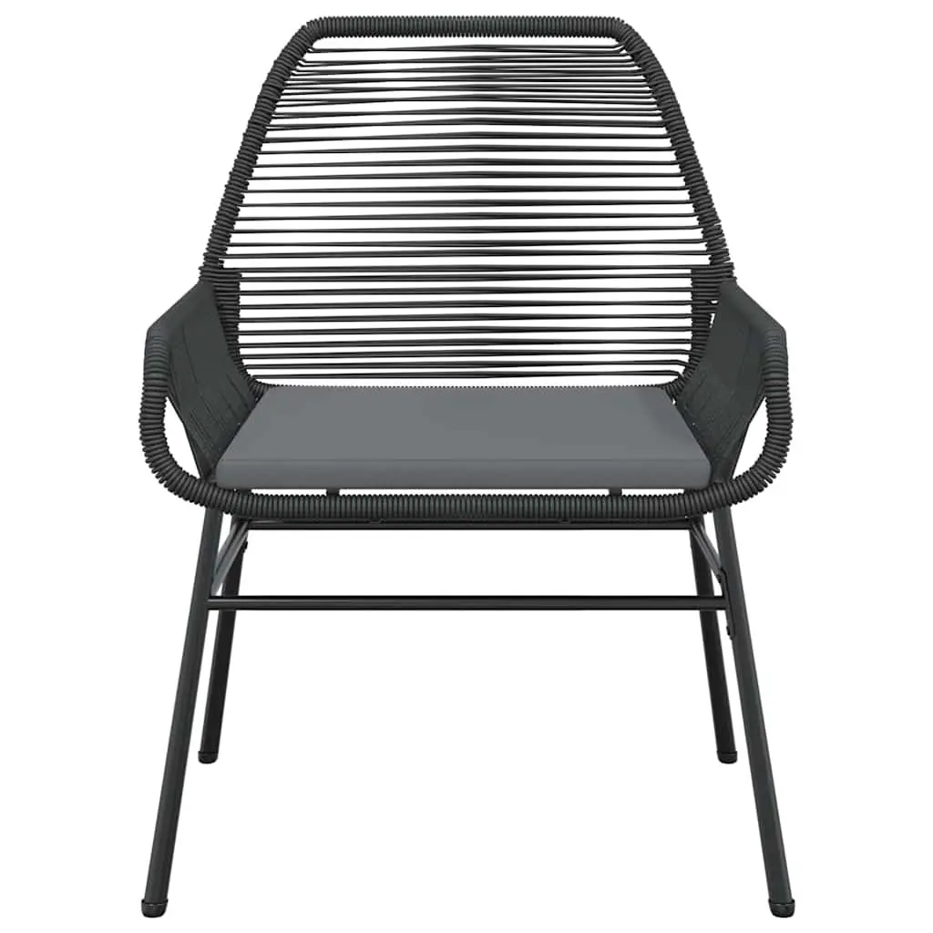 Garden Chairs 2 pcs with Cushions Black Outdoor Seating Poly Rattan Patio