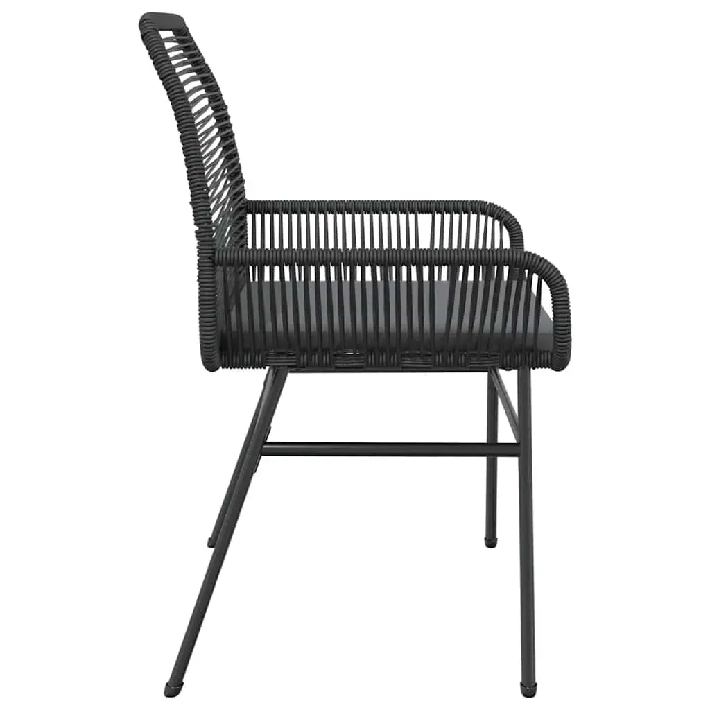 Garden Chairs 2 pcs with Cushions Black Outdoor Seating Poly Rattan Patio