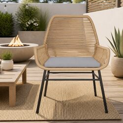 Outdoor Garden Chairs 2 pcs with Cushions Brown Rattan Patio Seating