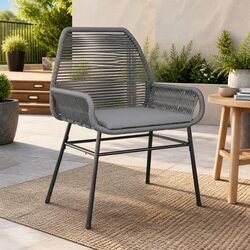 Outdoor Garden Chairs Set 2 pcs with Cushions Grey Poly Rattan Seating