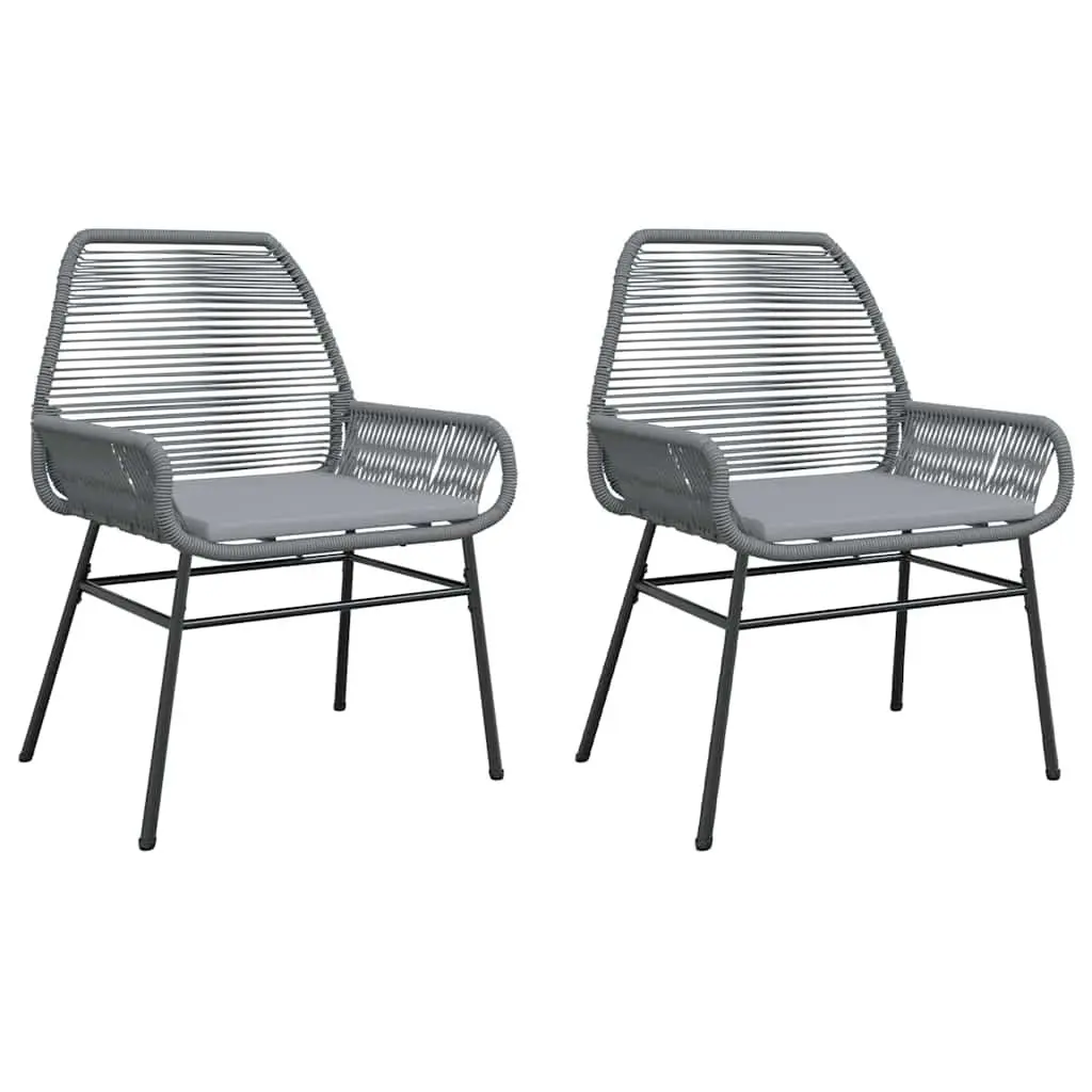 Outdoor Garden Chairs Set 2 pcs with Cushions Grey Poly Rattan Seating