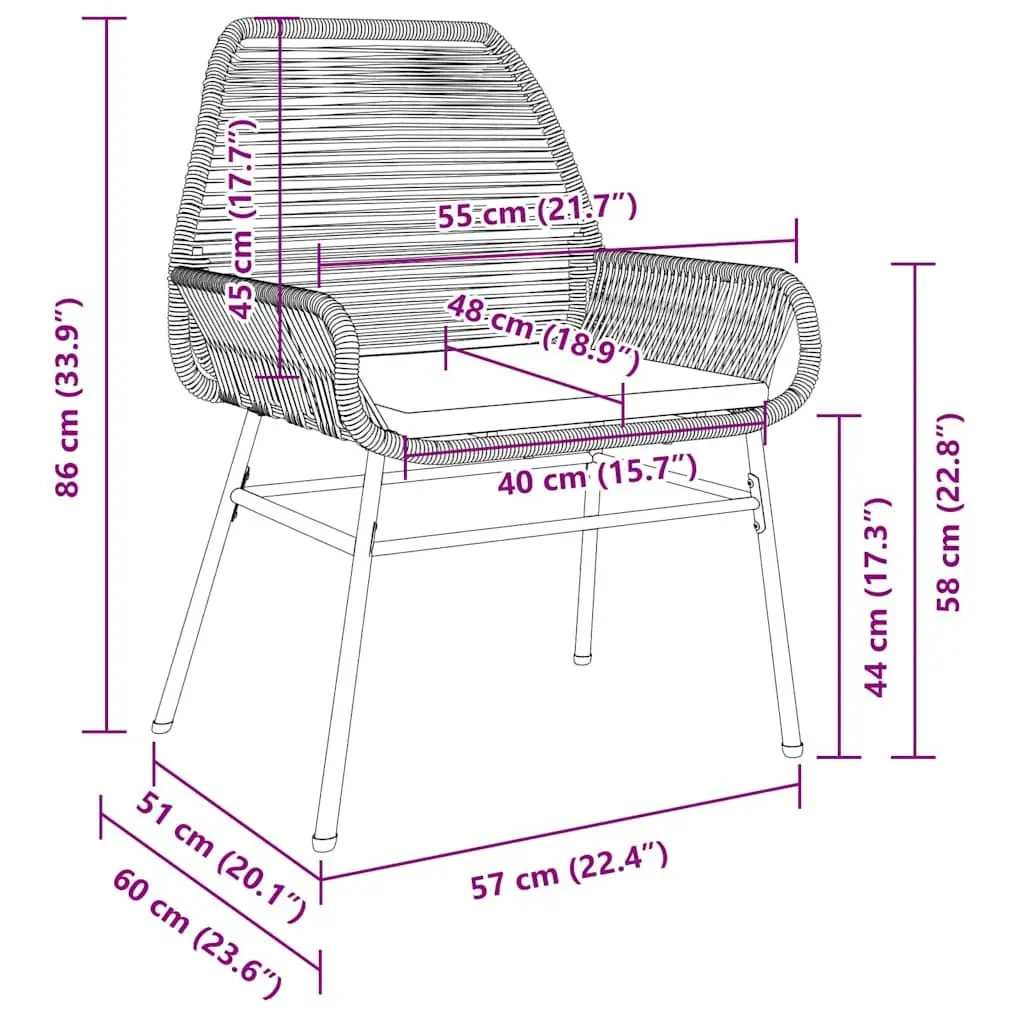 Outdoor Garden Chairs Set 2 pcs with Cushions Grey Poly Rattan Seating