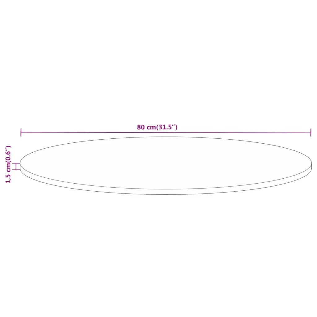 Round Solid Wood Table Top 80cm Diameter Rustic Mango Wooden Tabletop