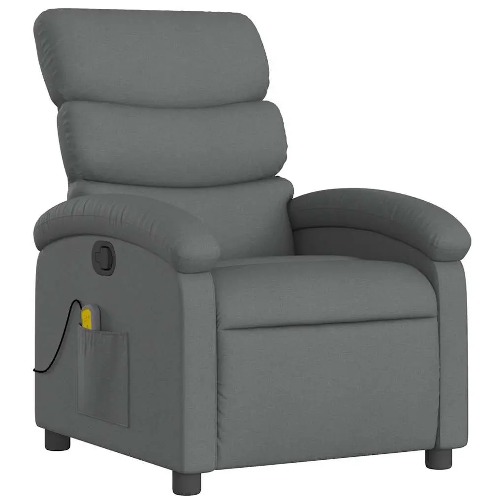 Massage Recliner Chair Manual Recline Vibration 135 Degrees Grey Fabric