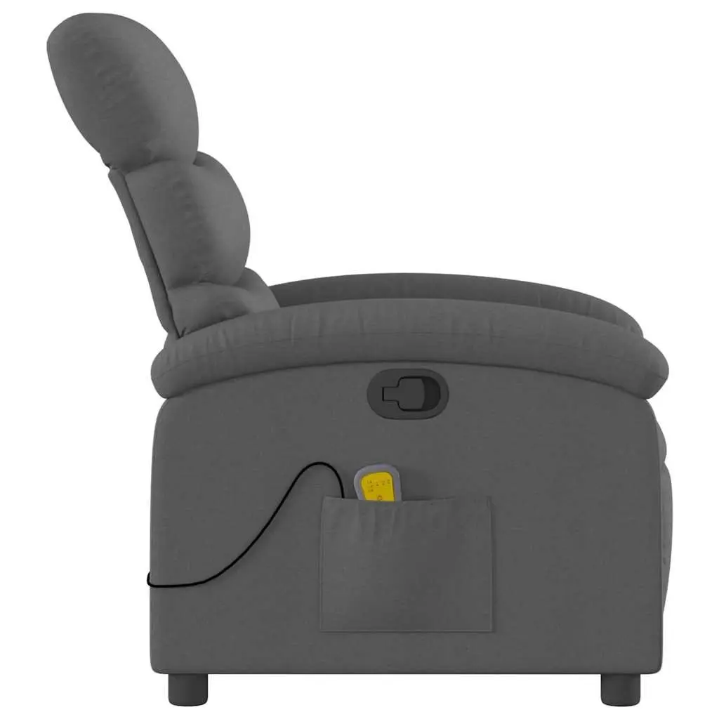 Massage Recliner Chair Manual Recline Vibration 135 Degrees Grey Fabric