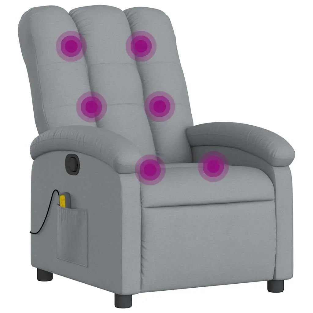 Massage Recliner Chair Manual Recline 6 Vibration Points Light Grey Fabric