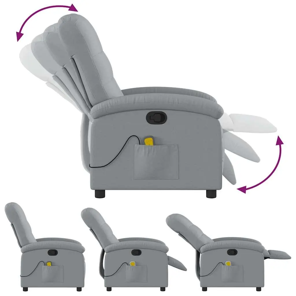 Massage Recliner Chair Manual Recline 6 Vibration Points Light Grey Fabric