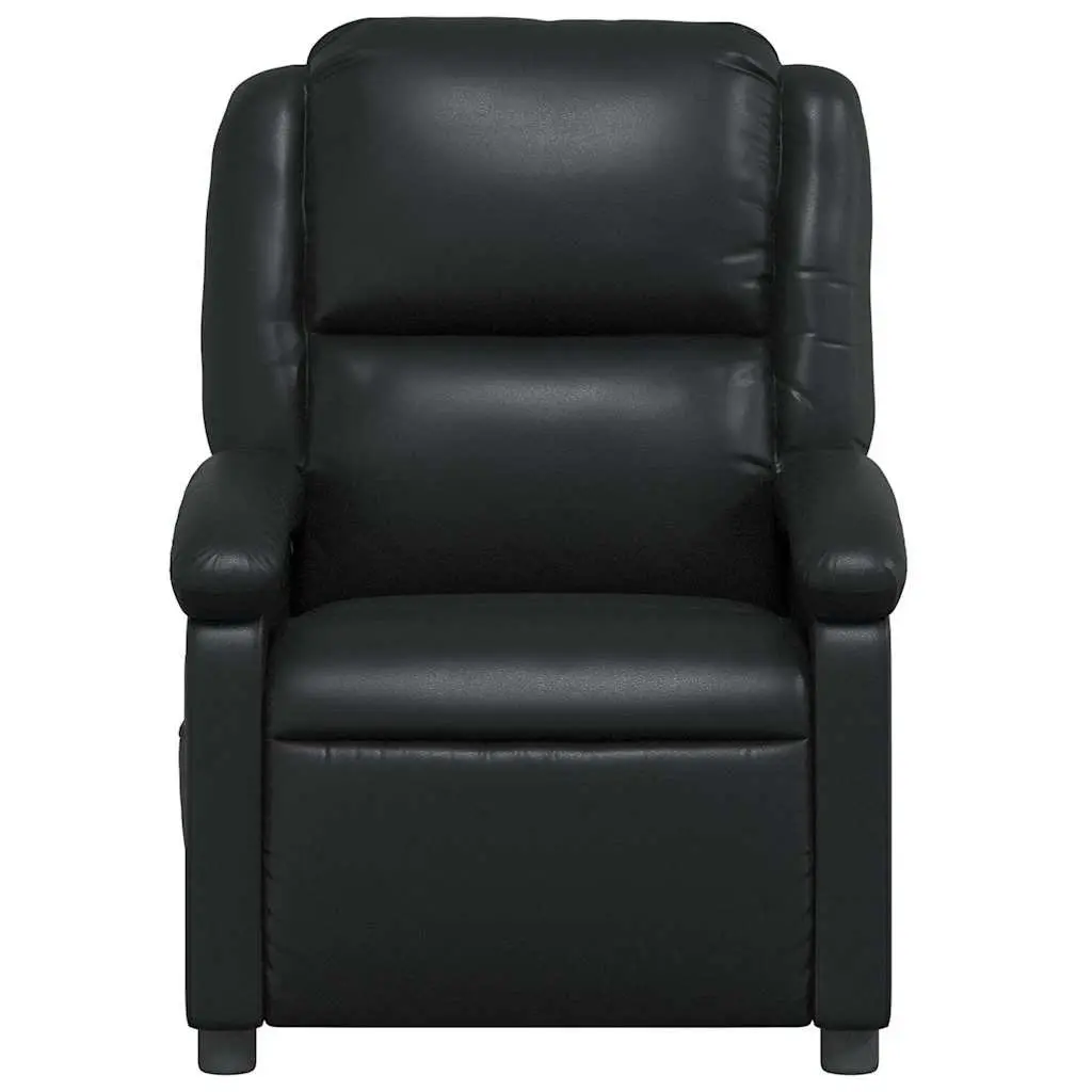 Recliner Chair Manual Reclining Black Faux Leather Armchair