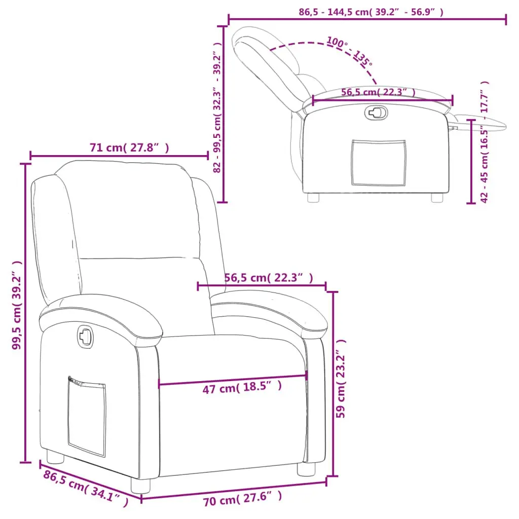 Recliner Chair Manual Reclining Black Velvet Armchair with Adjustable Backrest and Footrest