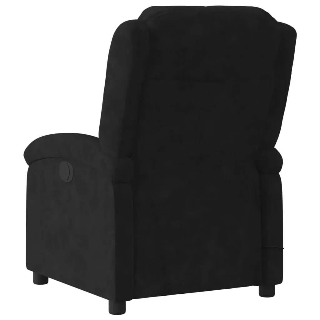 Recliner Chair Manual Reclining Black Velvet Armchair with Adjustable Backrest and Footrest