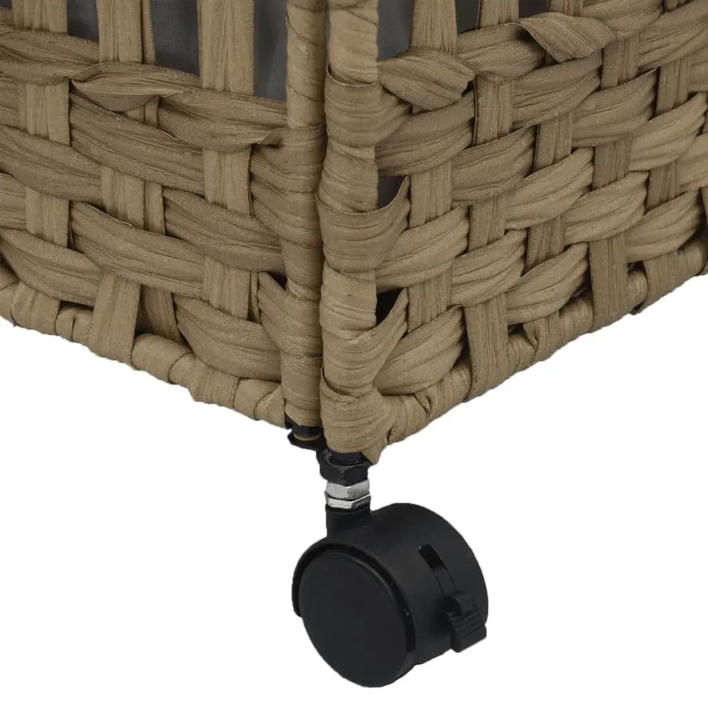 Laundry Basket with Wheels Hand-Woven Rattan 66x35x60cm Brown