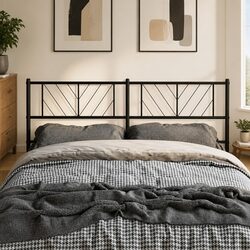 Metal Headboard 135 cm Black Bed Frame Bedroom Furniture Back Support