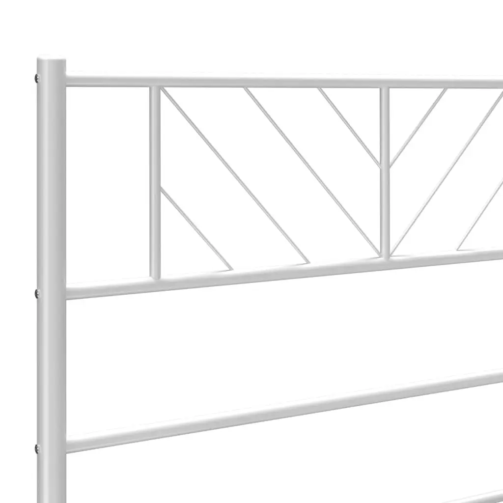 Metal Bed Frame King 183x203cm Powder-coated Steel Slatted Base White