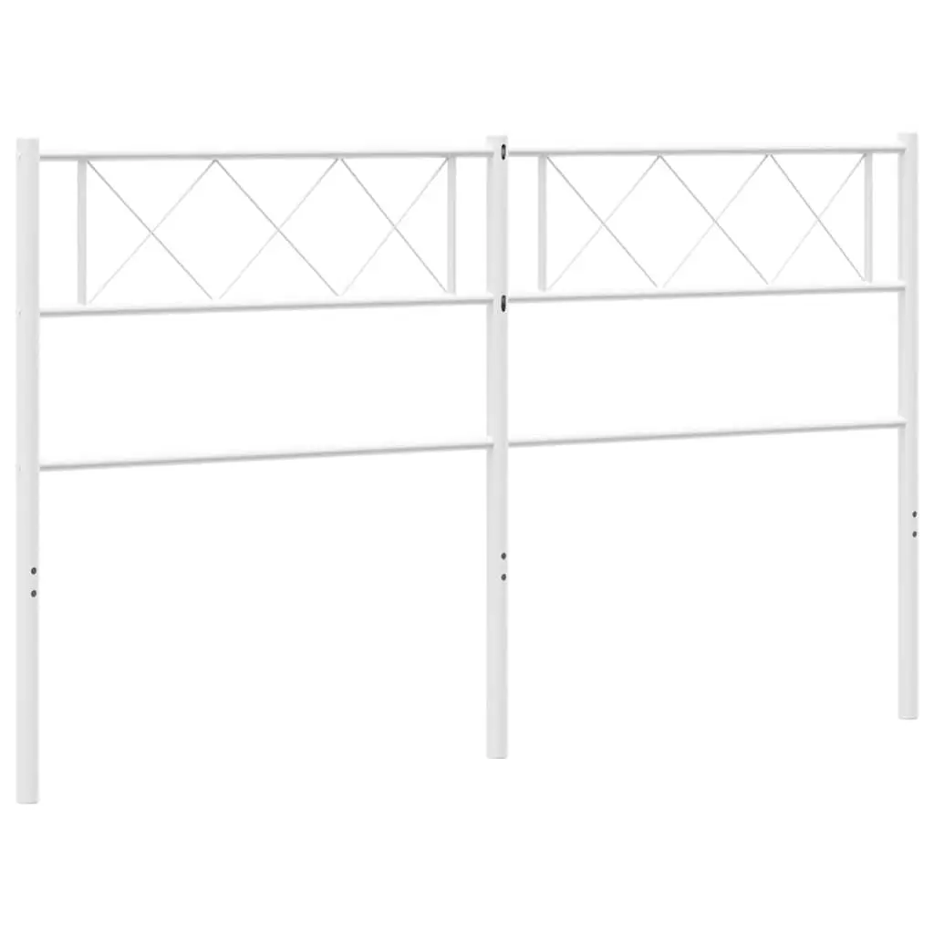 Metal Bed Headboard White 135cm Powder-Coated Steel Bedroom Bed Frame Replacement