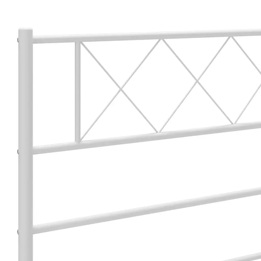 Metal Bed Headboard White 135cm Powder-Coated Steel Bedroom Bed Frame Replacement