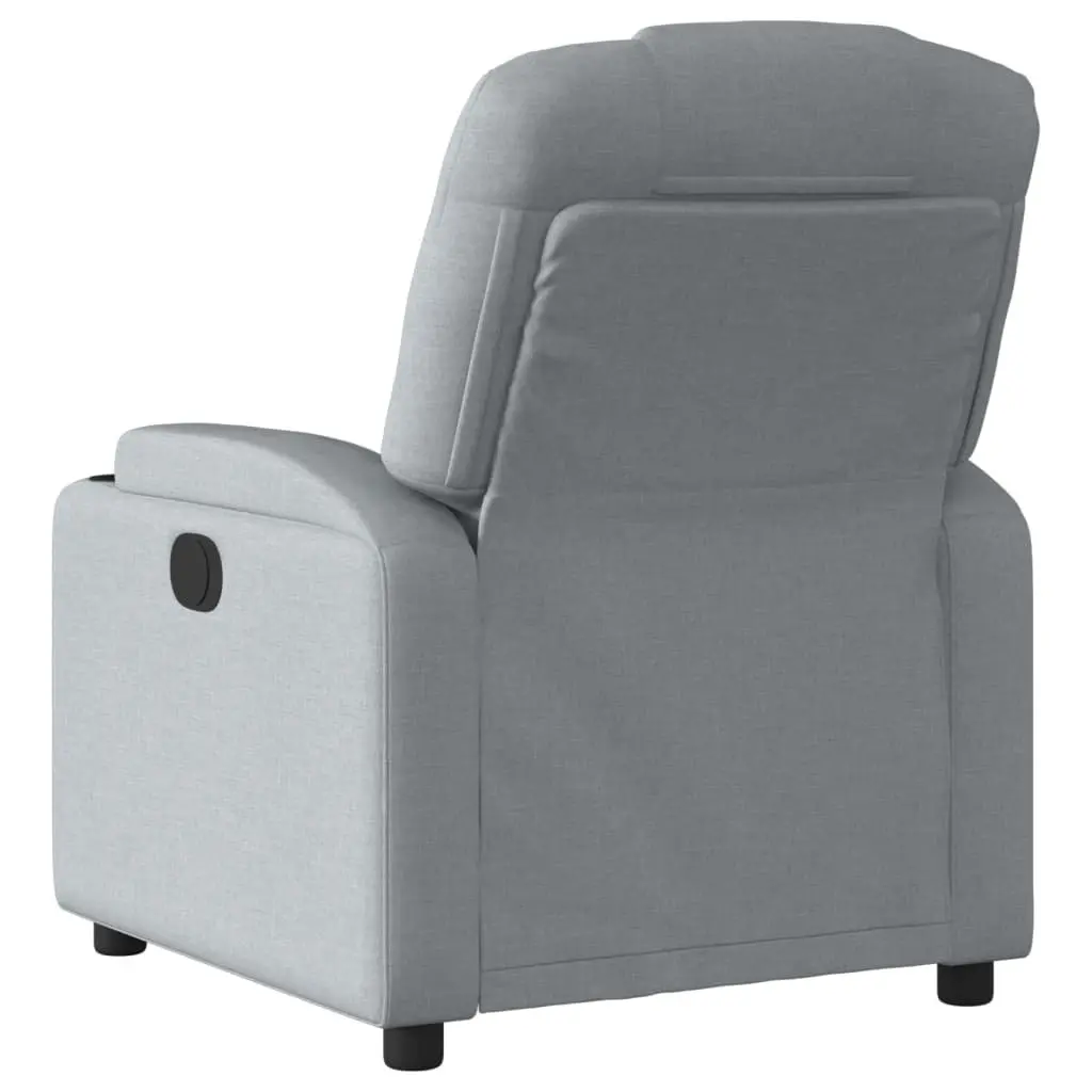 Recliner Chair Manual Reclining Grey Fabric Armchair with Cup Holders Side