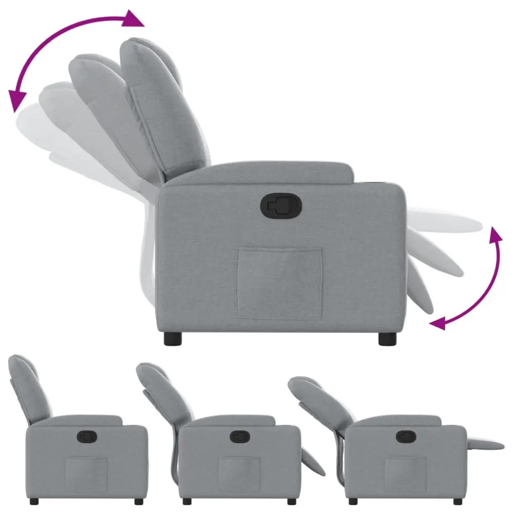 Recliner Chair Manual Reclining Grey Fabric Armchair with Cup Holders Side