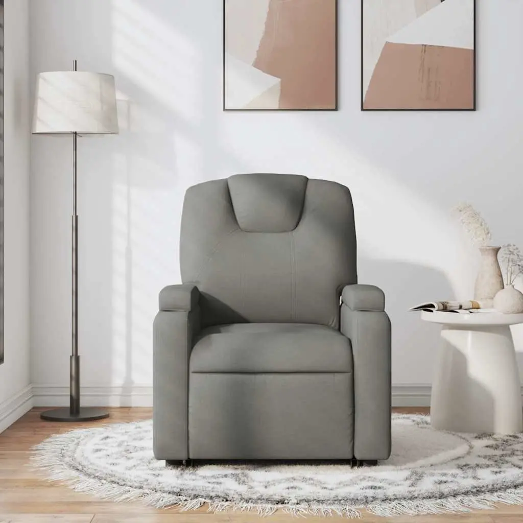 Massage Recliner Chair Manual Recline 135 Degrees Grey Fabric Vibration Armchair