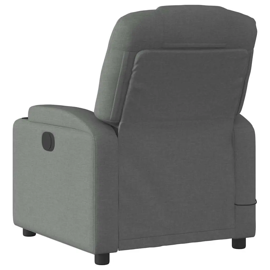 Massage Recliner Chair Manual Recline 135 Degrees Grey Fabric Vibration Armchair