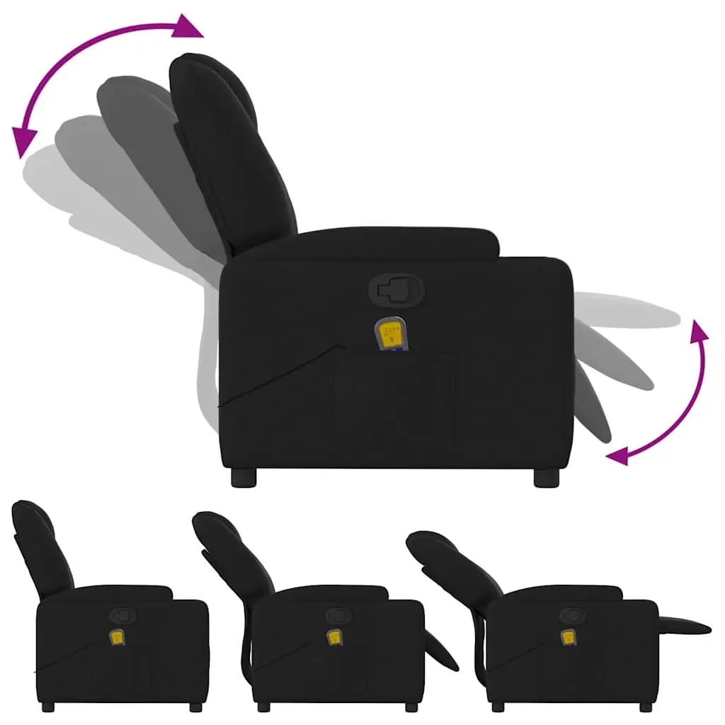 Massage Recliner Chair Manual Recline Vibration 6 Points Black Fabric