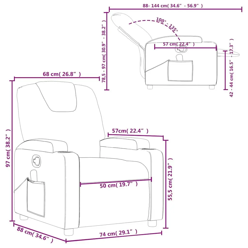 Massage Recliner Chair Manual Recline Vibration 6 Points Black Fabric