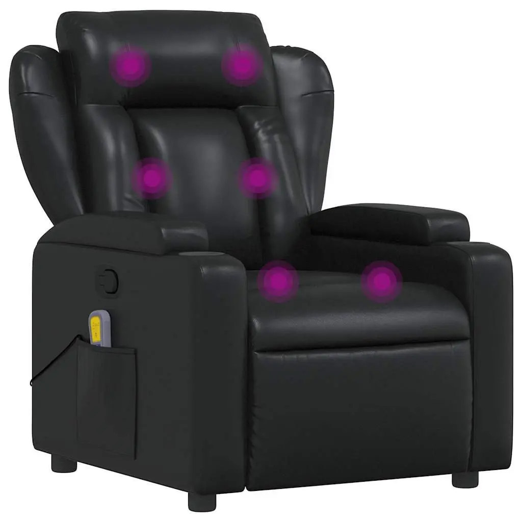 Massage Recliner Chair Manual Recline Vibration Function Black Faux Leather