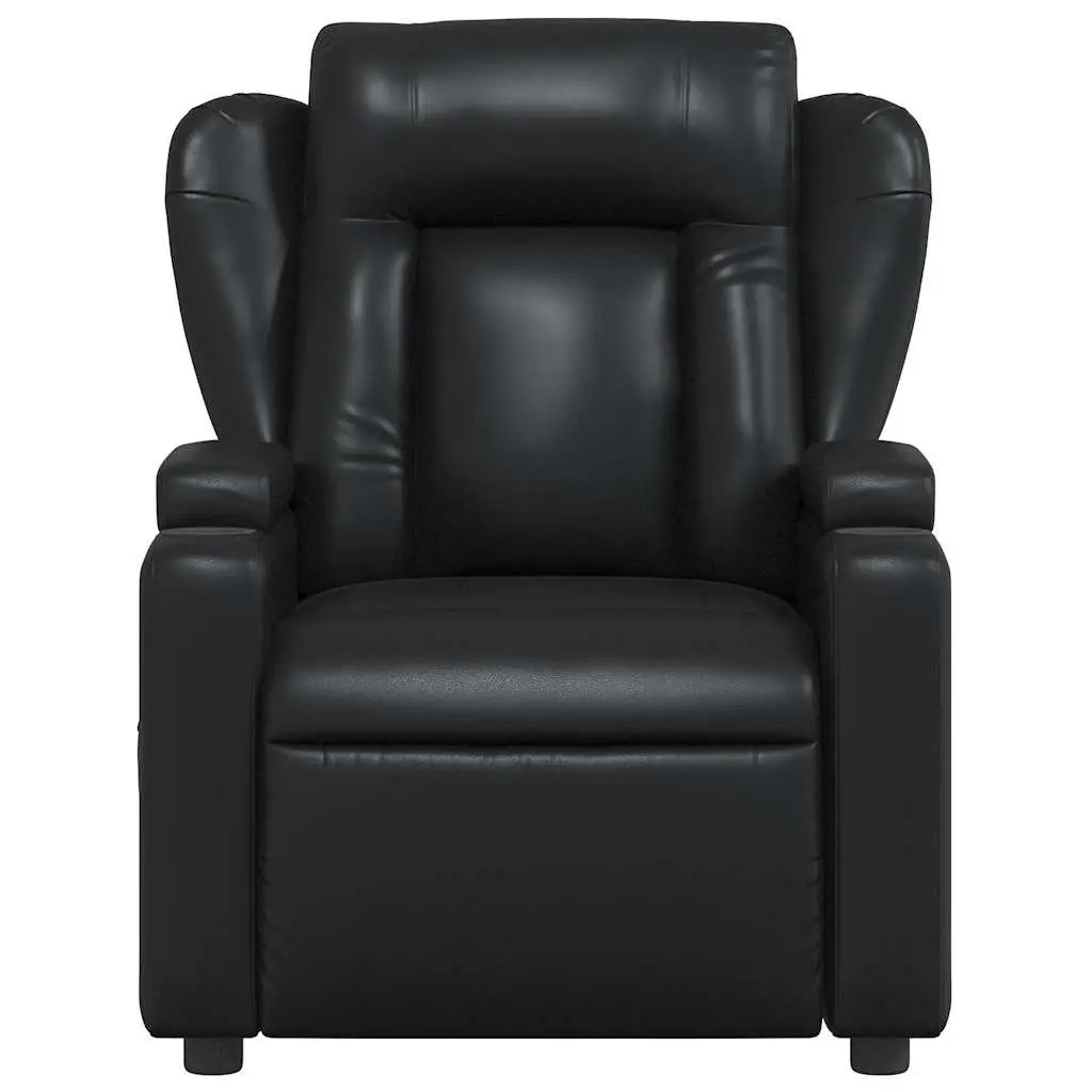 Massage Recliner Chair Manual Recline Vibration Function Black Faux Leather