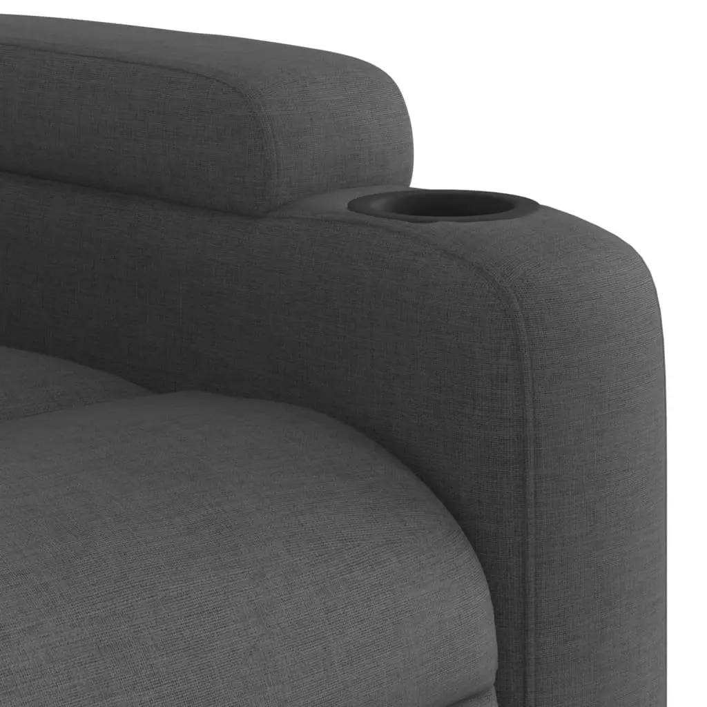 Recliner Chair Manual Recline Armchair Lounge Seat Cup Holders Side Pocket Grey